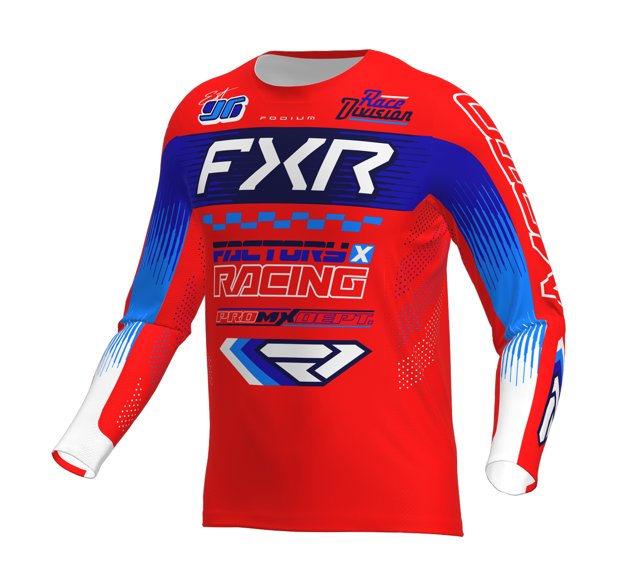 FXR Cross Shirt 2026 Podium Gladiator - Rood / Blauw / Wit