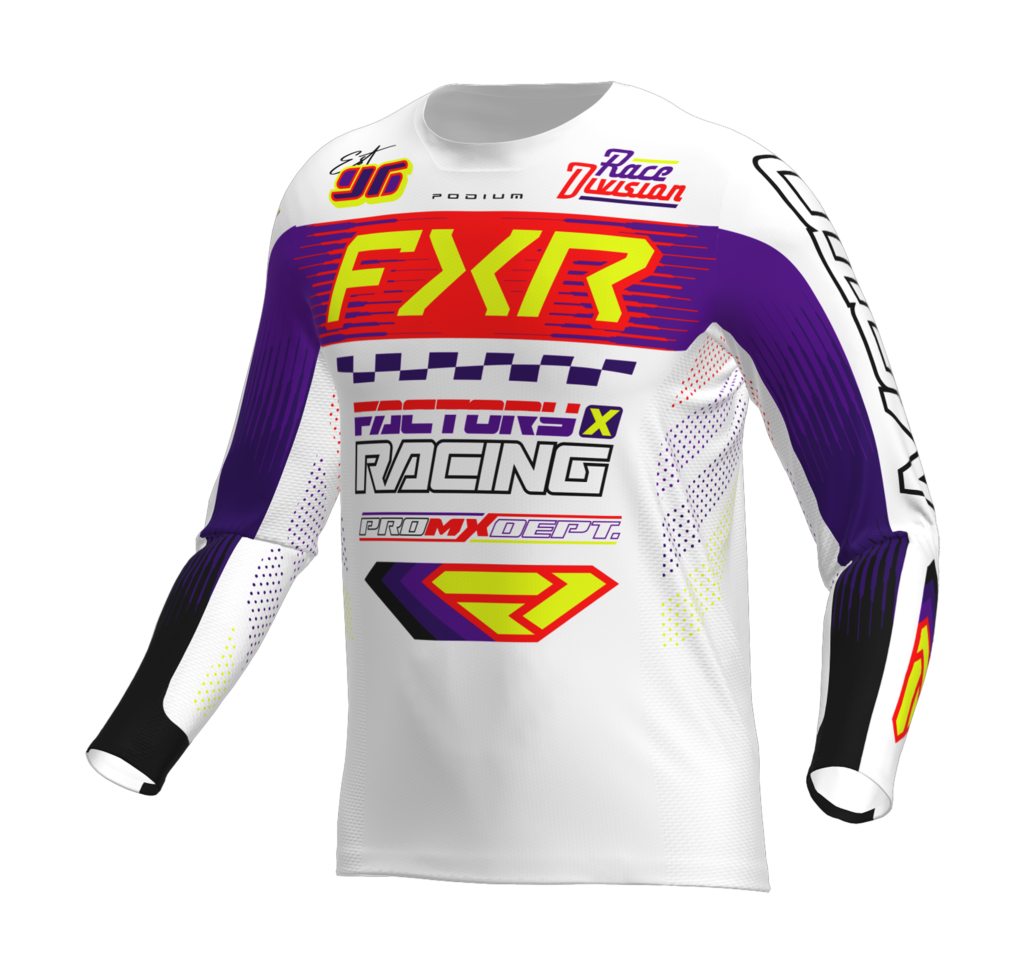 FXR Cross Shirt 2026 Podium Gladiator - Wit / Paars / Rood