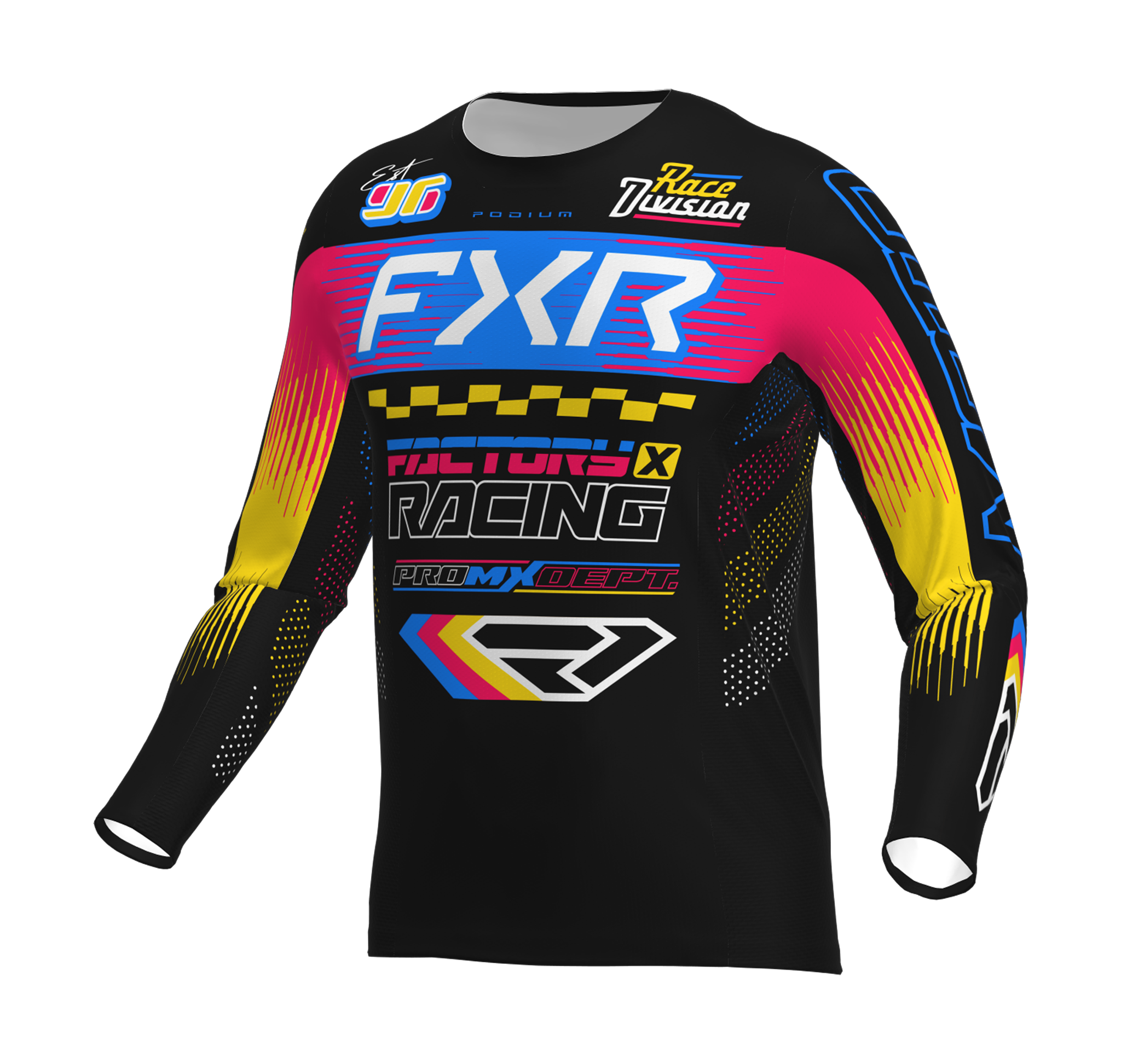 FXR Cross Shirt 2026 Podium Gladiator - Zwart / Blauw / Razz