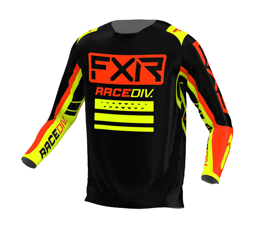 FXR Cross Shirt Clutch Pro - Zwart / Nuke Rood / HiVis
