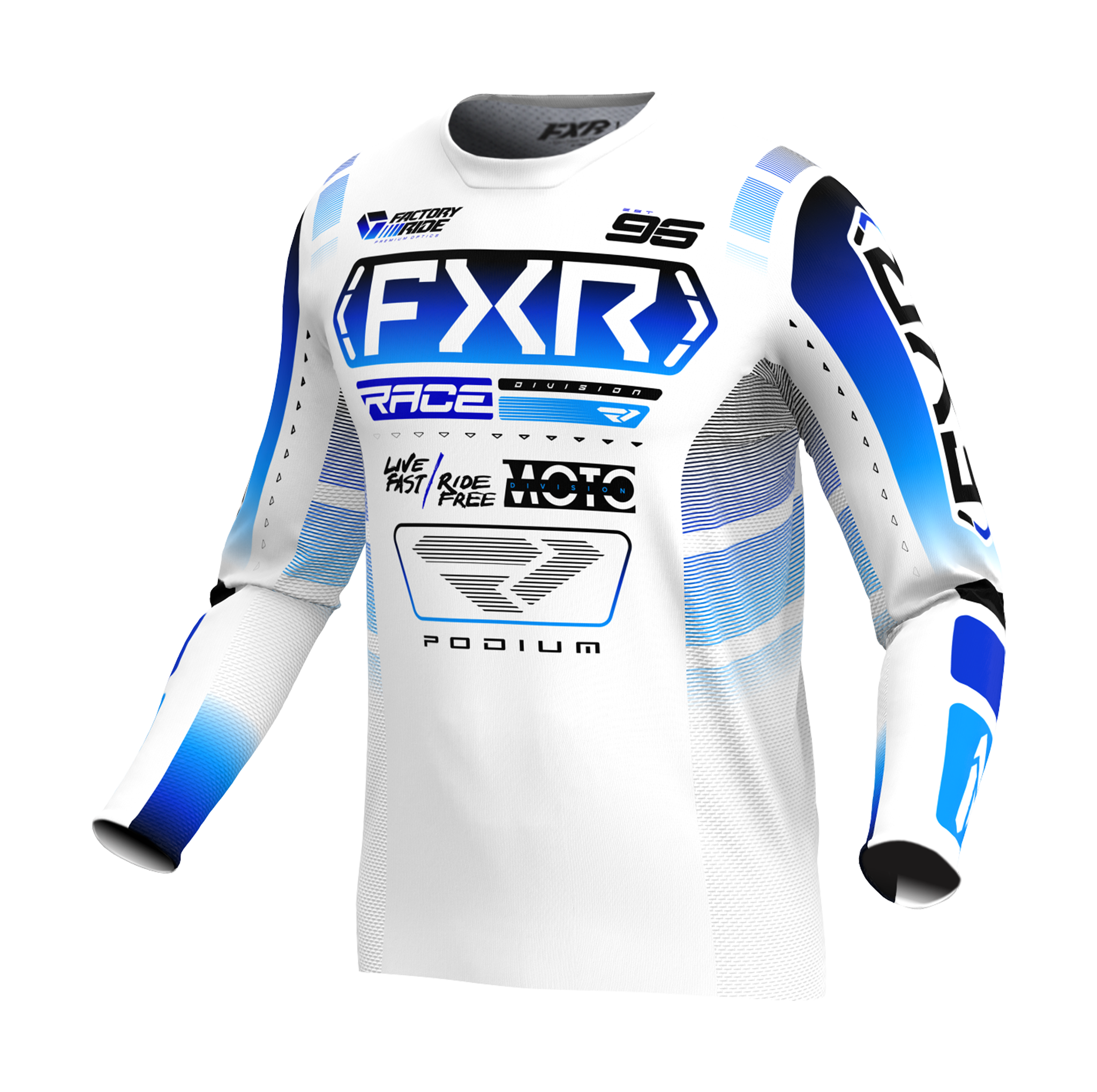 FXR Cross Shirt Podium - Wit / Blauw
