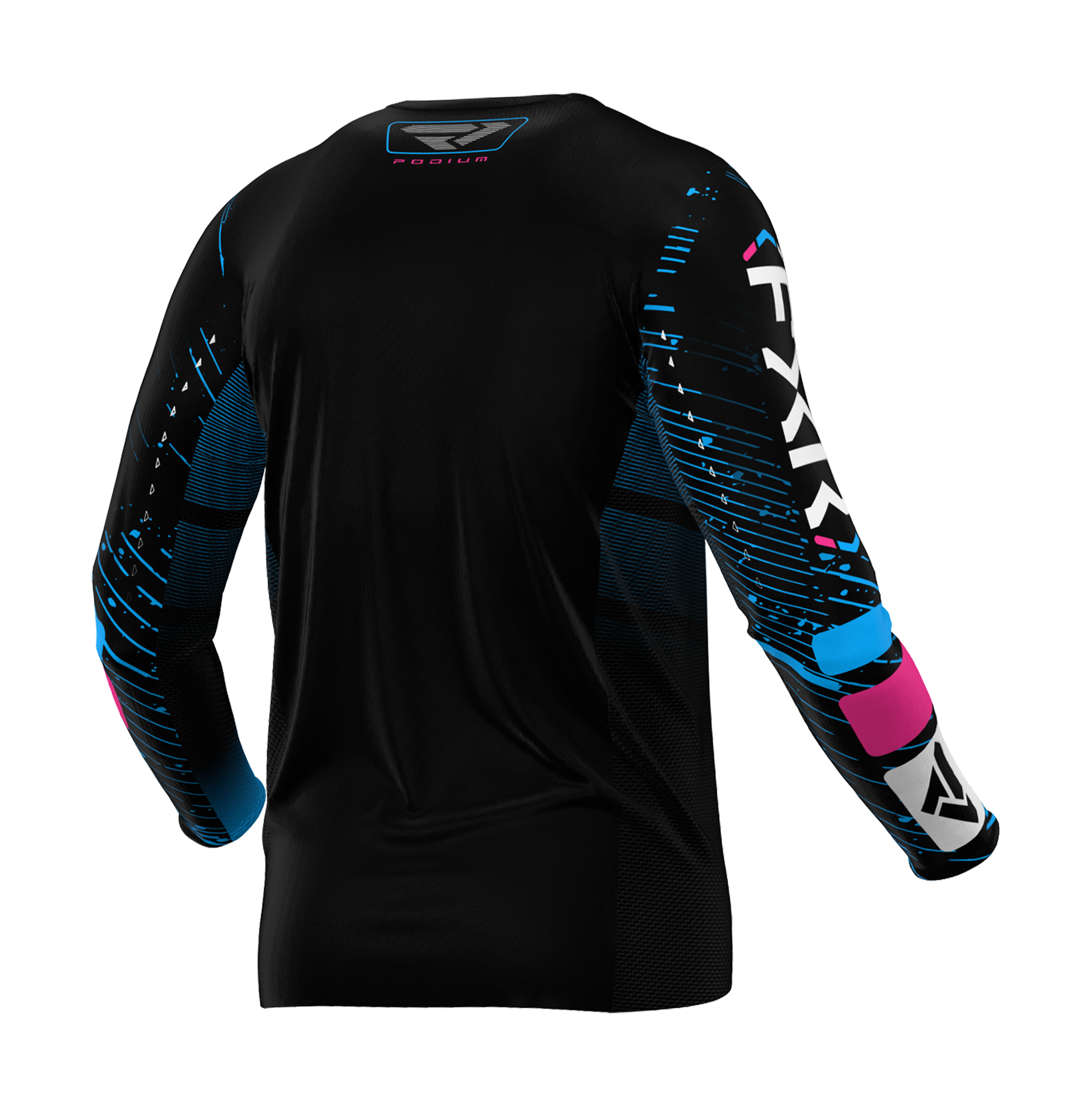 FXR Cross Shirt Podium - Zwart / Cyan / Roze