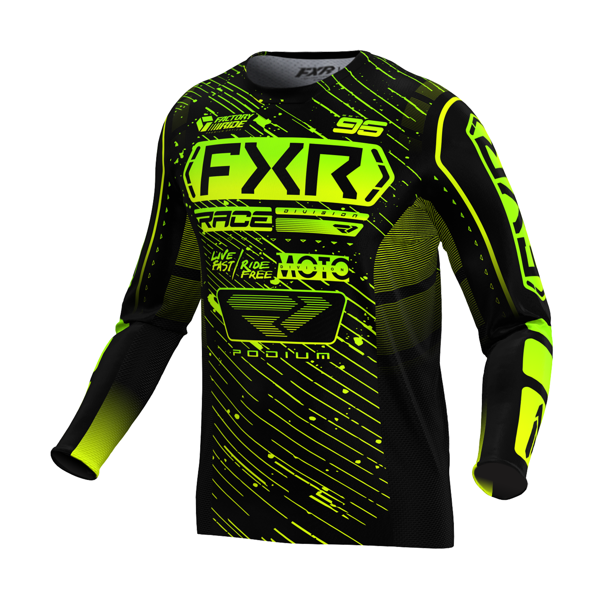 FXR Cross Shirt Podium - Zwart / HiVis / Lime