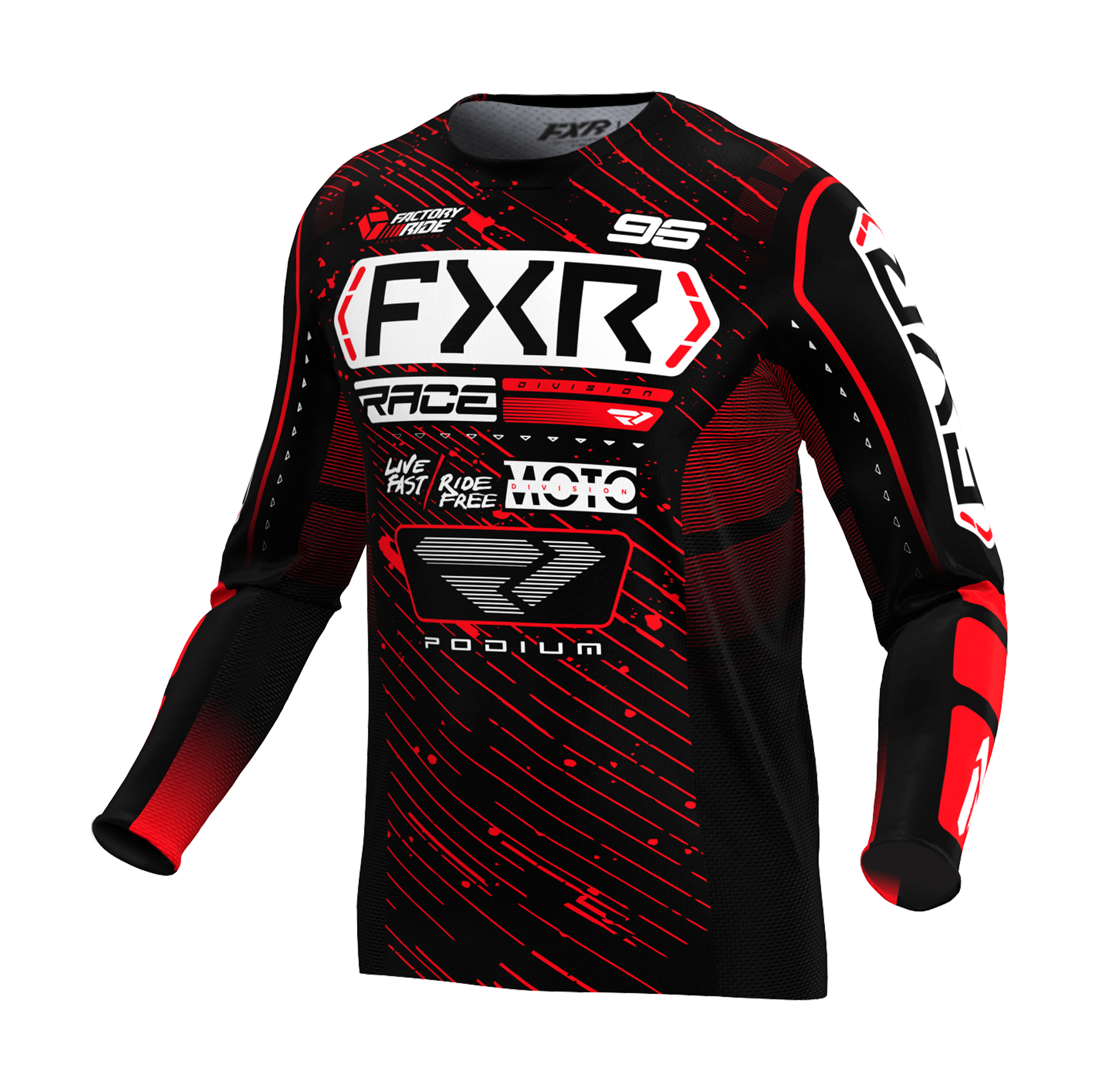 FXR Cross Shirt Podium - Zwart / Rood