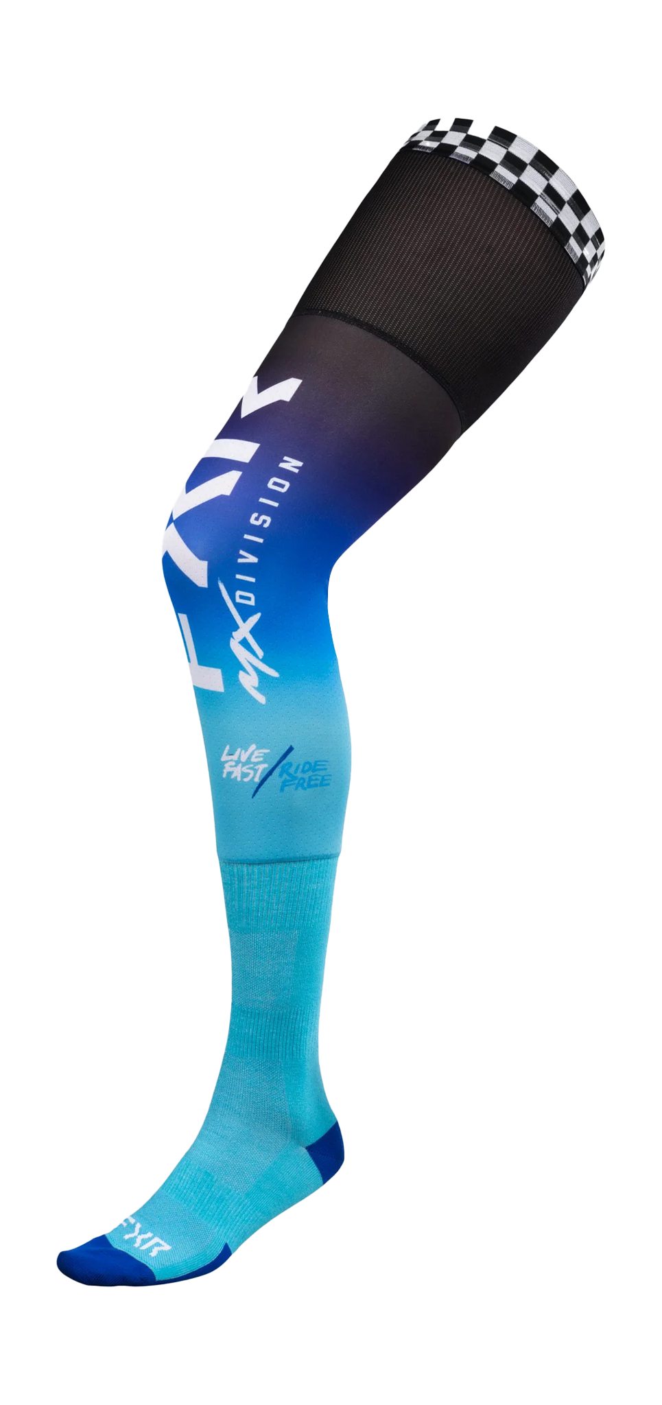 FXR Cross Sokken Lang Kniebrace - Zwart / Blauw