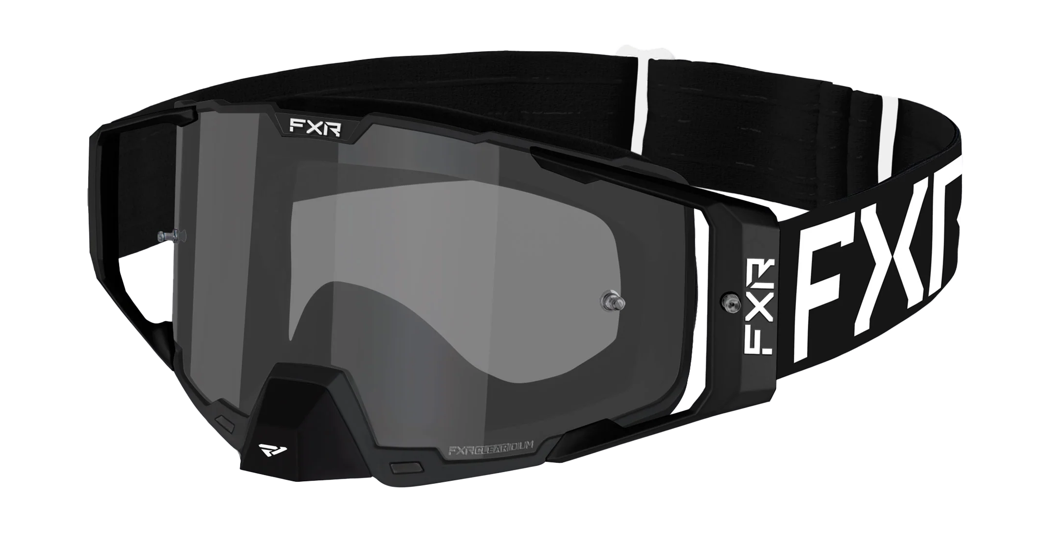 FXR Crossbril Combat - Zwart / Wit - Smoke / Spiegel Zilver Lens