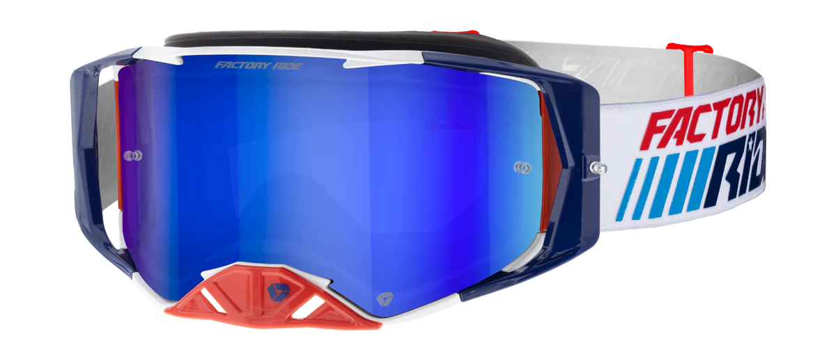 FXR Crossbril Factory Ride - Patriot - Spiegel Blauw Lens