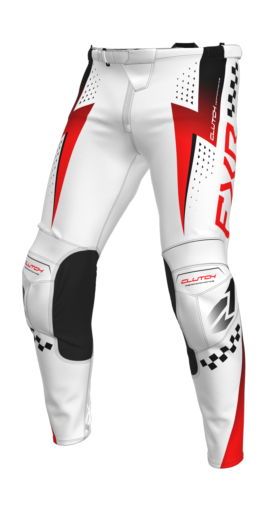 FXR Crossbroek 2026 Clutch Pro - Wit / Rood / Zwart