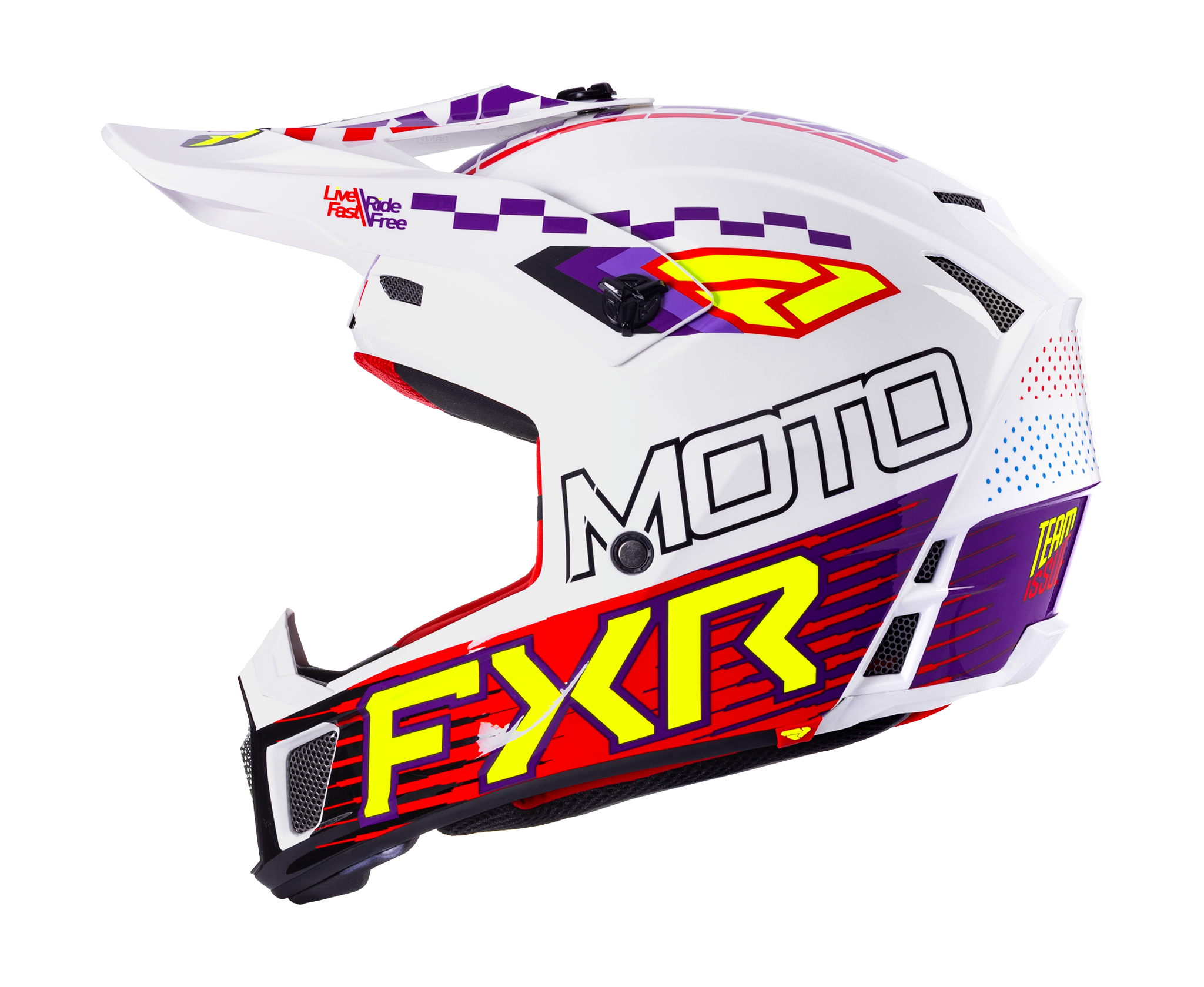 FXR Crosshelm Clutch Race Div - Wit / Paars / Rood