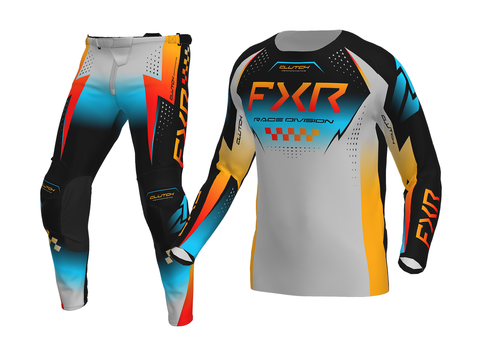 FXR Crosskleding 2026 Clutch Pro - Grijs / Sky / Oranje