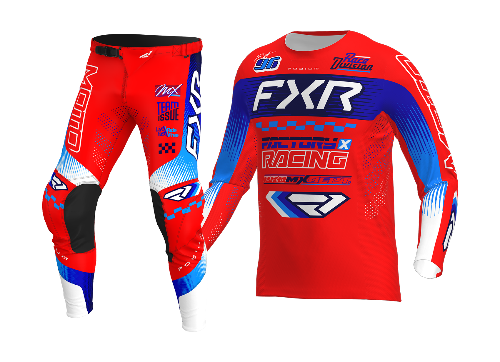 FXR Crosskleding 2026 Podium Gladiator - Rood / Blauw / Wit