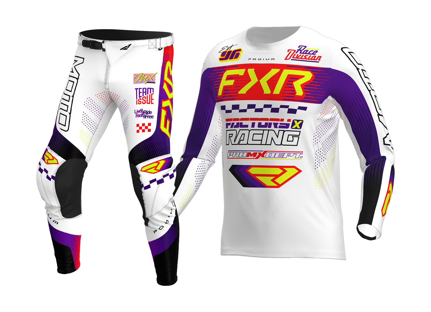 FXR Crosskleding 2026 Podium Gladiator - Wit / Paars / Rood