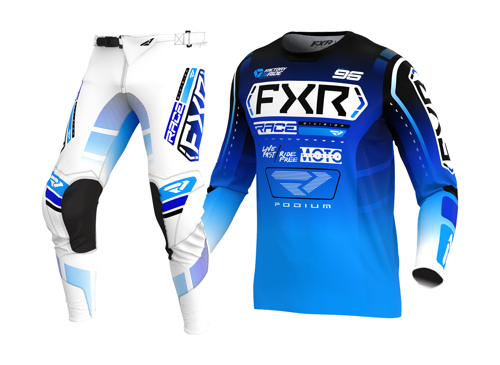 FXR Crosskleding Podium - Blauw / Wit