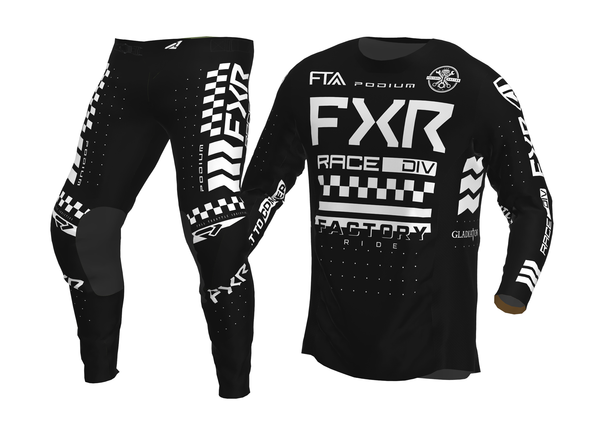 FXR Crosskleding Podium Gladiator - Zwart