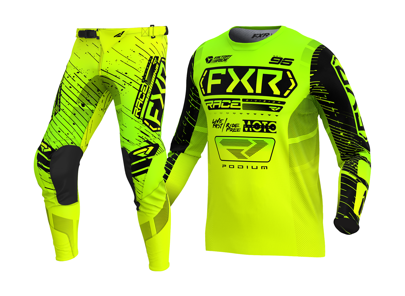 FXR Crosskleding Podium - HiVis / Lime / Zwart