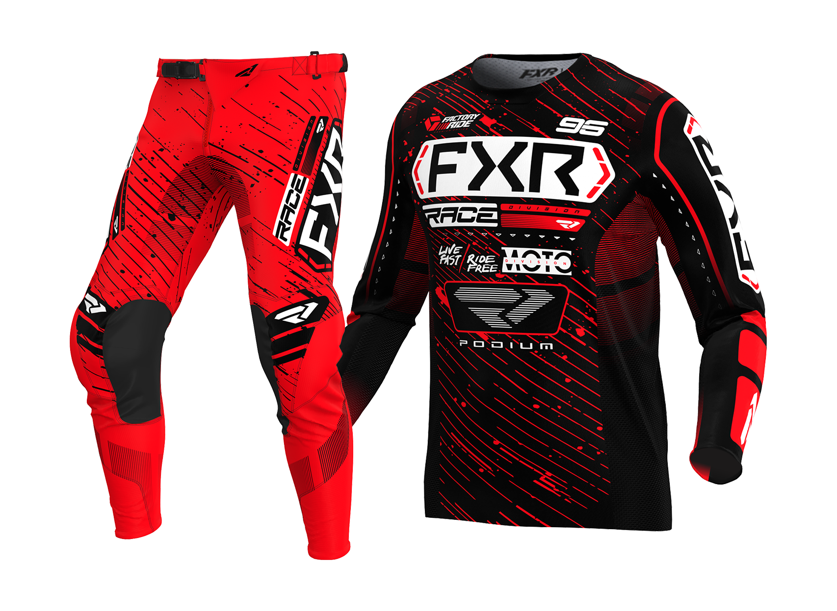 FXR Crosskleding Podium - Zwart / Rood