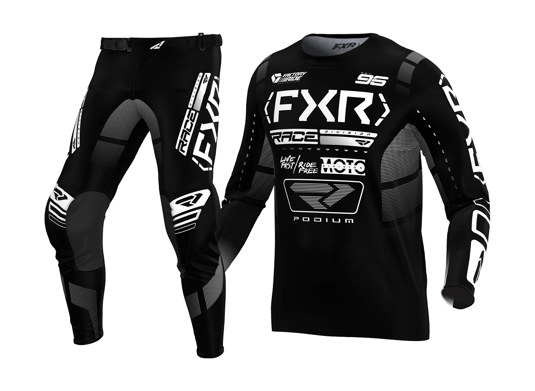 FXR Crosskleding Podium - Zwart / Wit