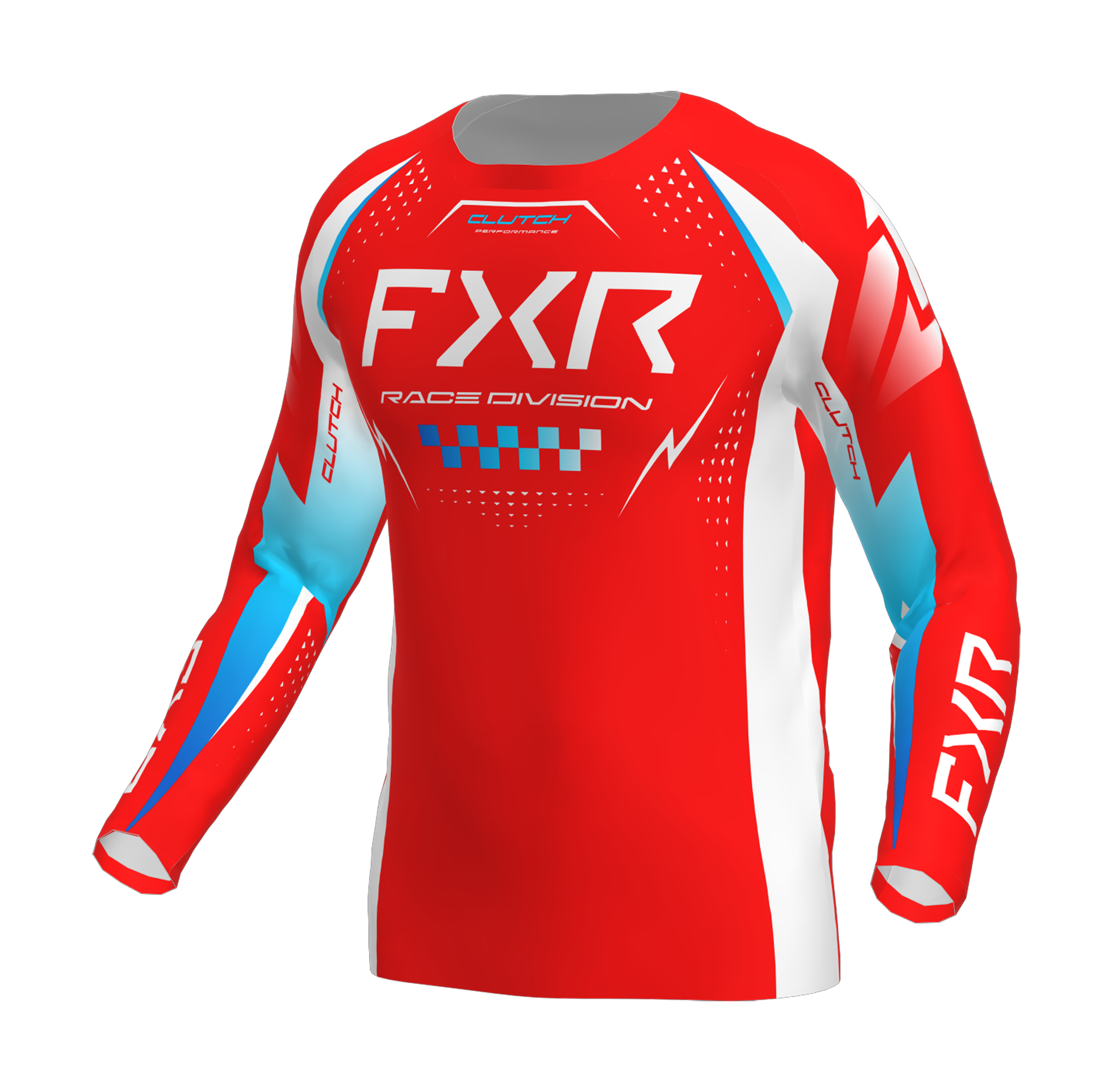 FXR Kinder Cross Shirt 2026 Clutch Pro - Rood / Blauw / Wit