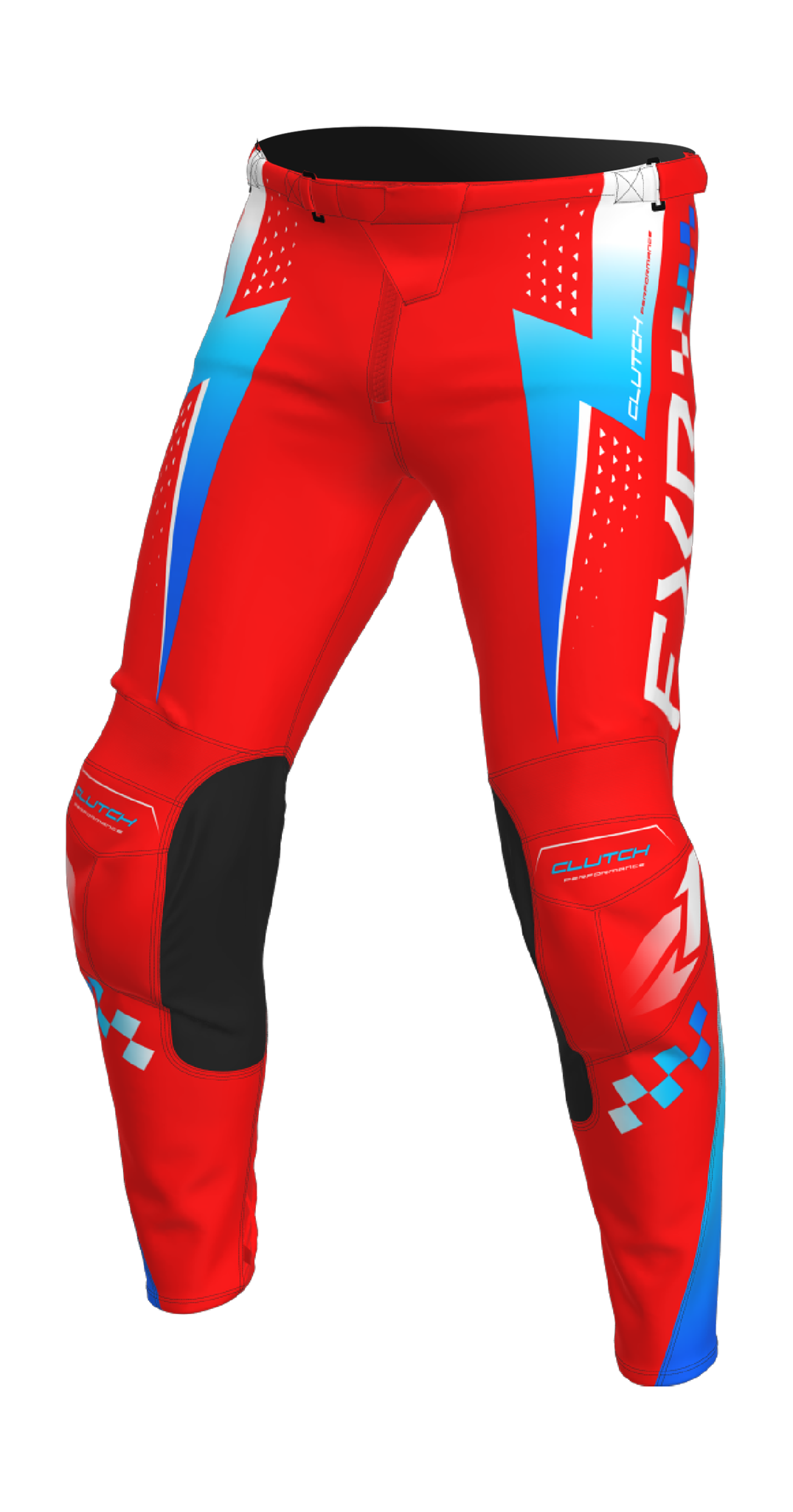 FXR Kinder Crossbroek 2026 Clutch Pro - Rood / Blauw / Wit