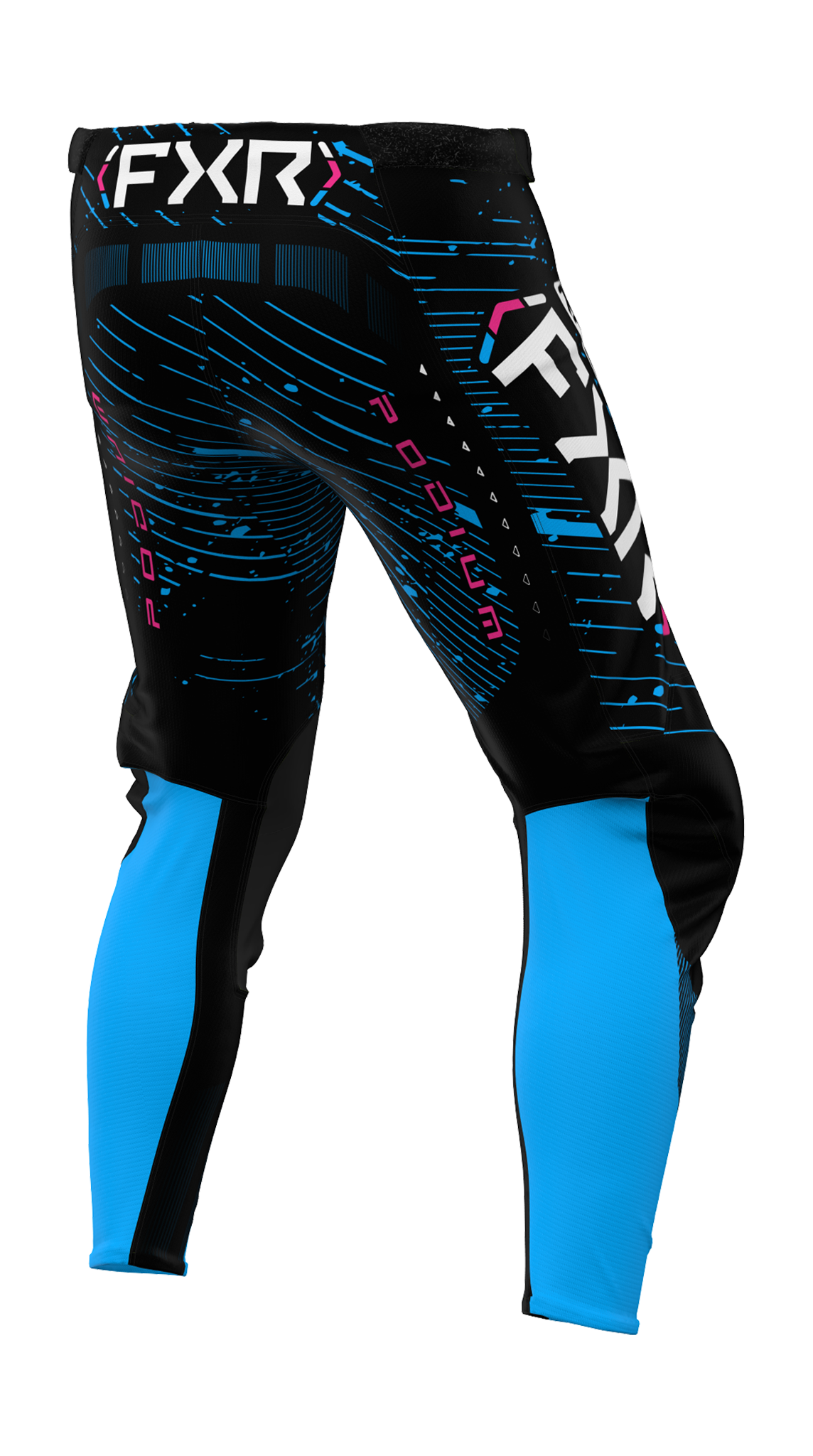 FXR Kinder Crossbroek Podium - Zwart / Cyan / Roze