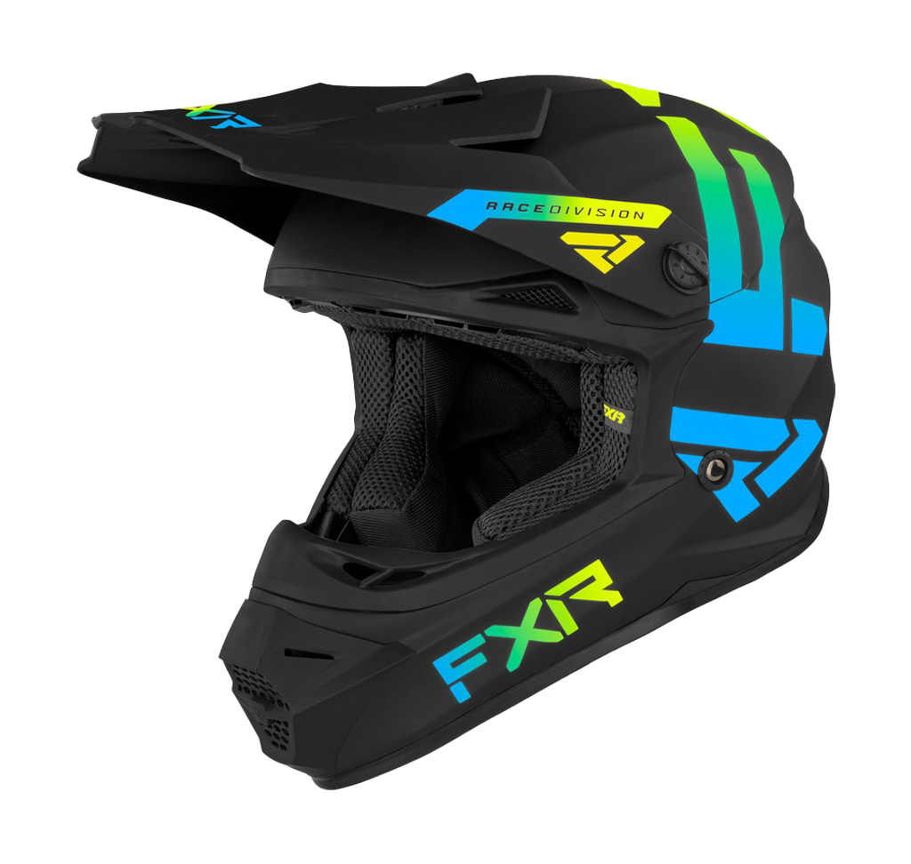 FXR Kinder Crosshelm Legion - Zwart / Blauw / HiVis