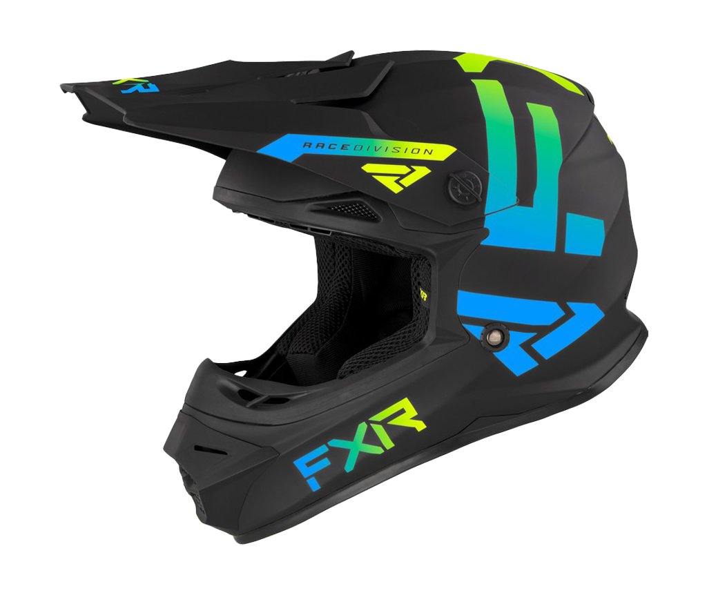 FXR Kinder Crosshelm Legion - Zwart / Blauw / HiVis