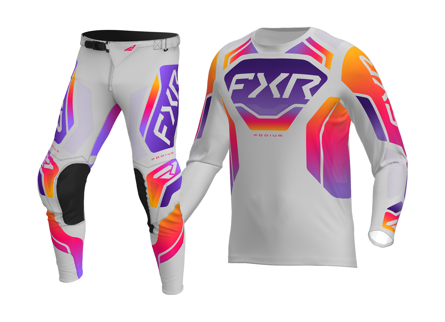 FXR Kinder Crosskleding 2026 Podium - Grijs / Paars / Tangerine