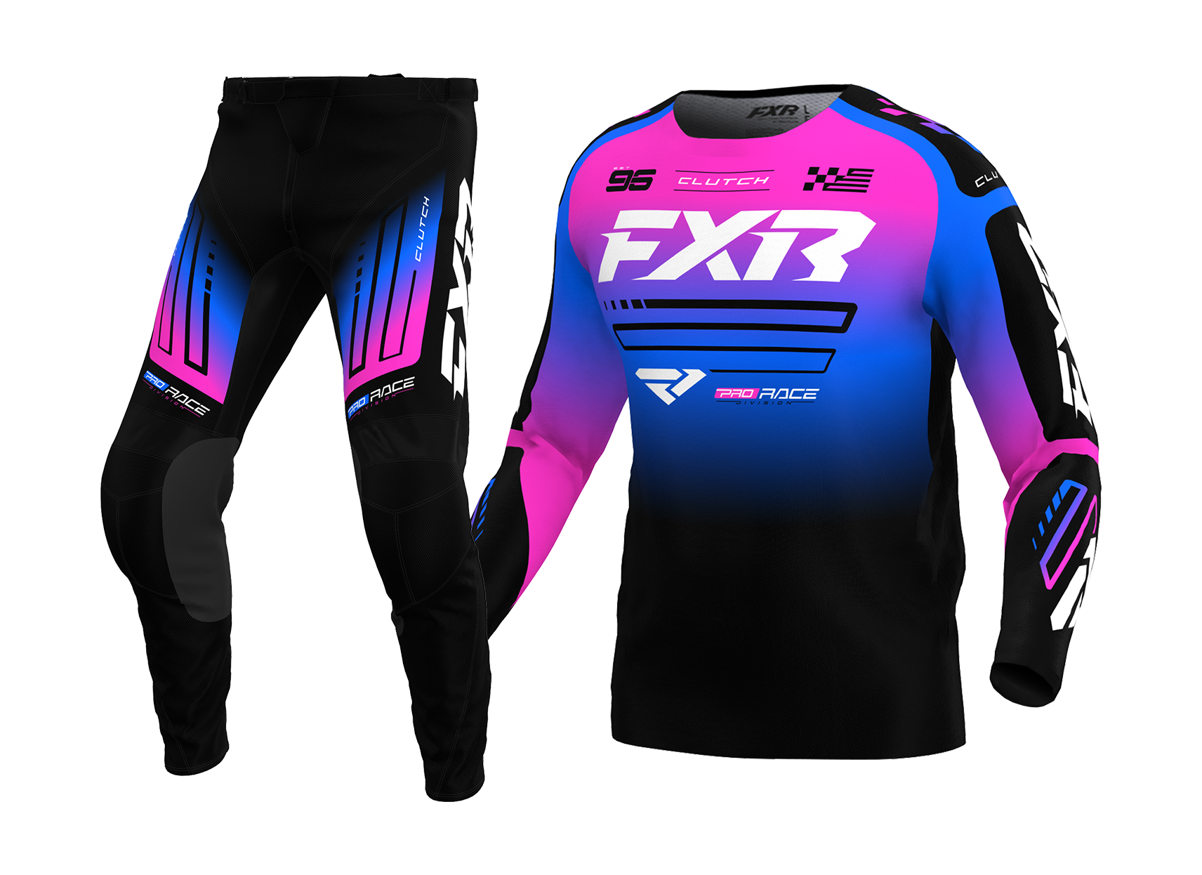 FXR Kinder Crosskleding Clutch - Zwart / Blauw / Roze