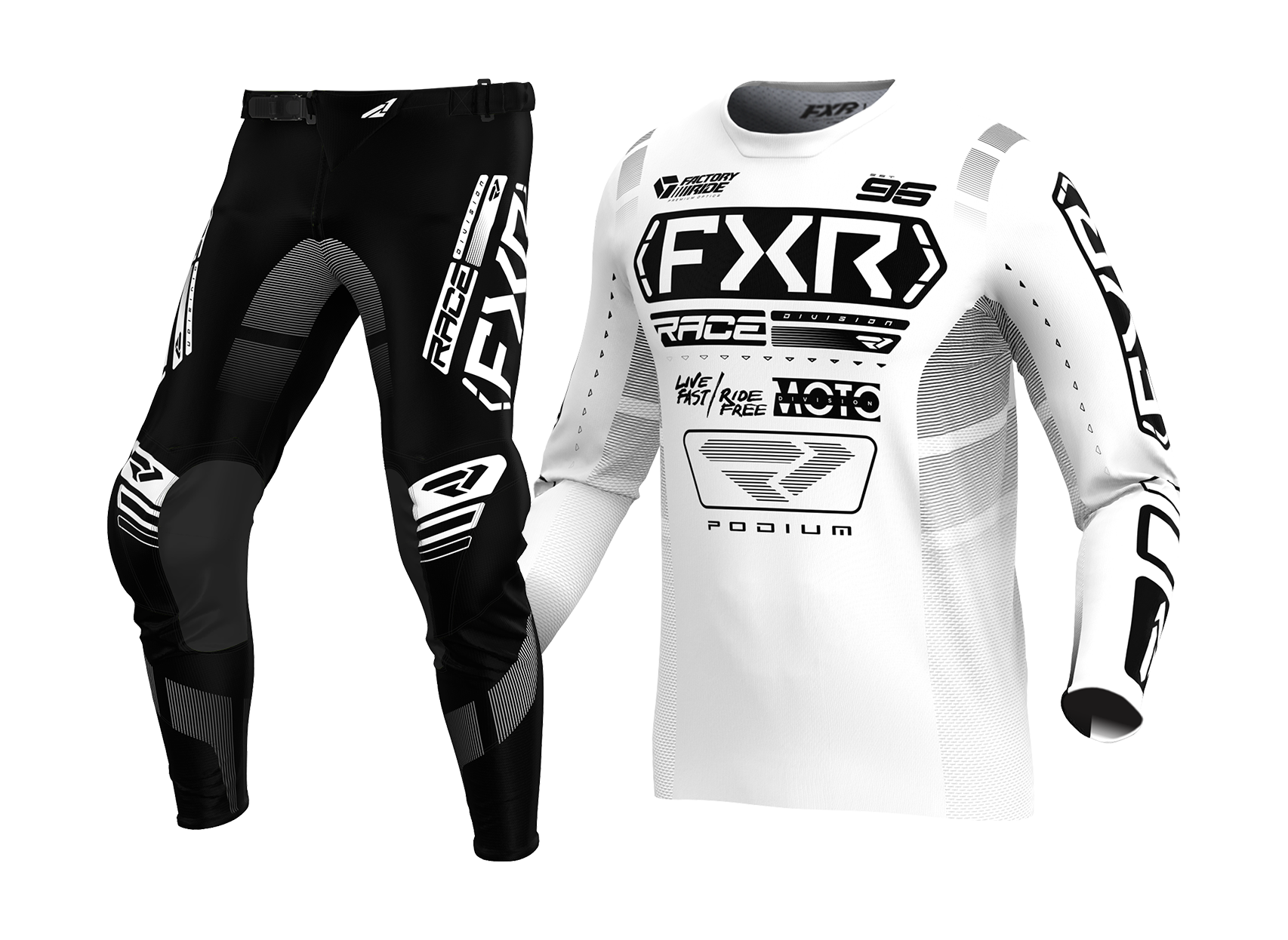 FXR Kinder Crosskleding Podium - Wit / Zwart