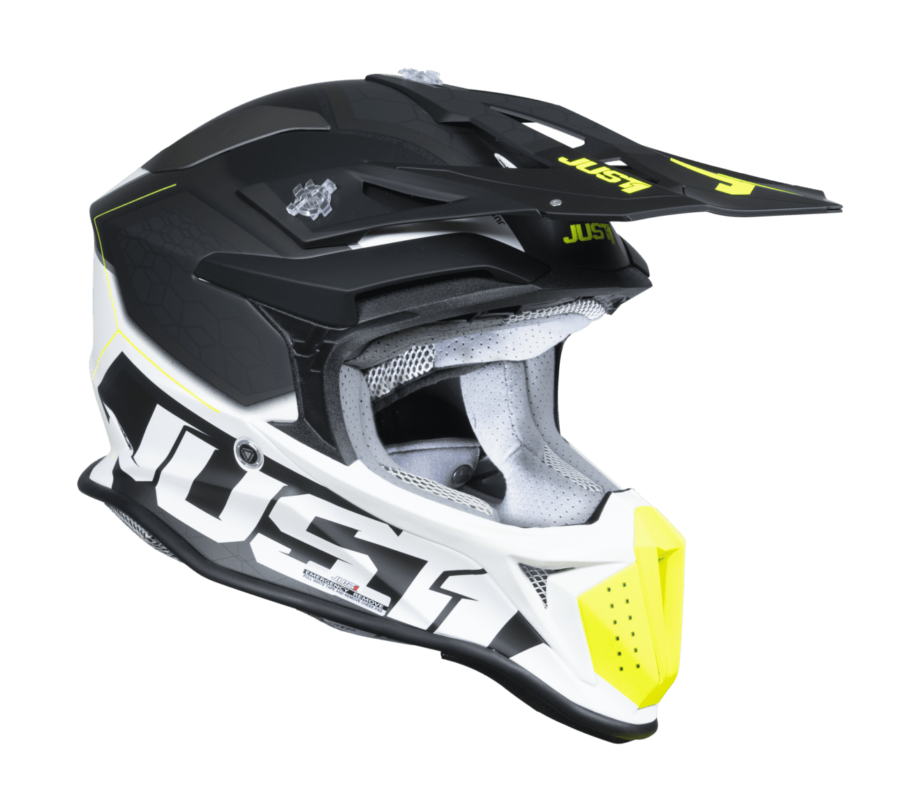 Just1 Crosshelm J18F Hexa - Zwart / Grijs / Fluo Geel / Wit