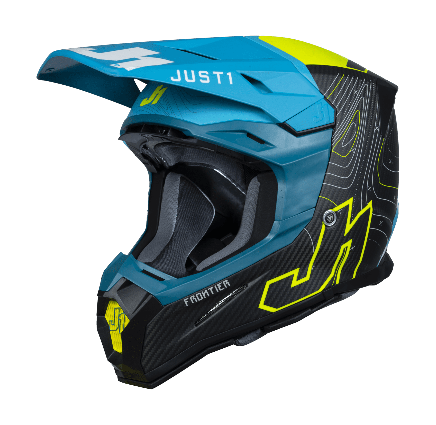 Just1 Crosshelm J22C Frontier - Fluo Geel / Blauw / Carbon