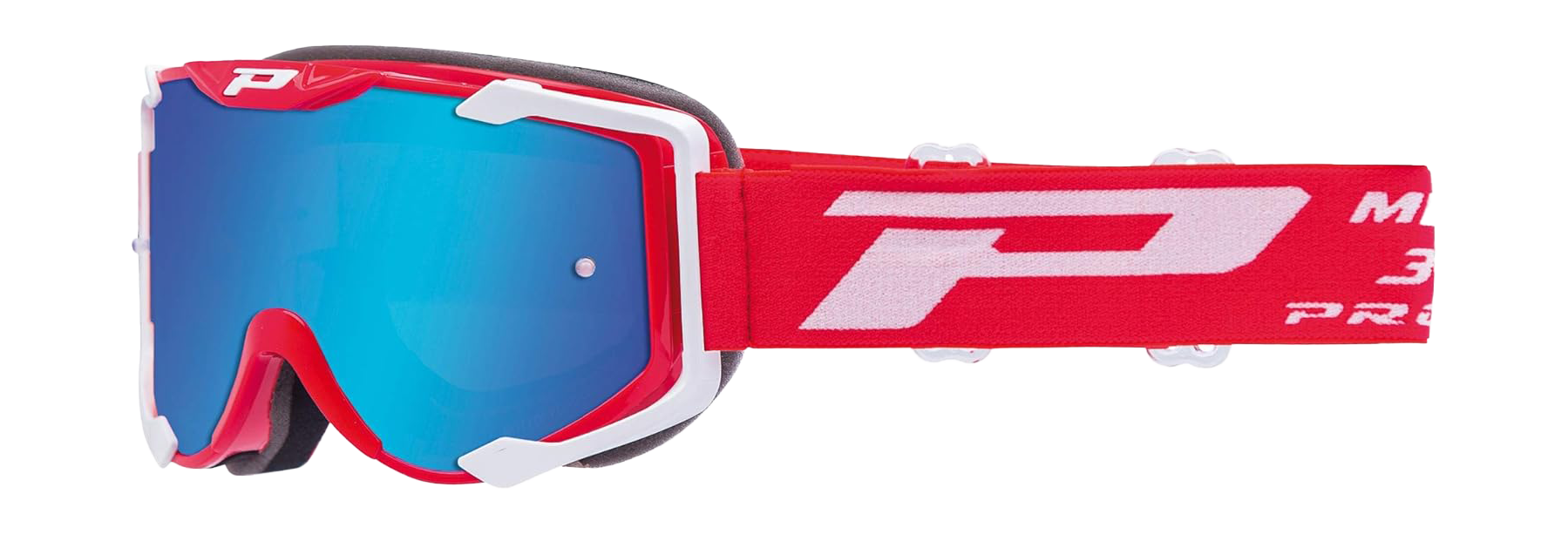 Progrip Crossbril 3400 FL Menace - Rood / Wit - Multilayered / Spiegel Blauw Lens