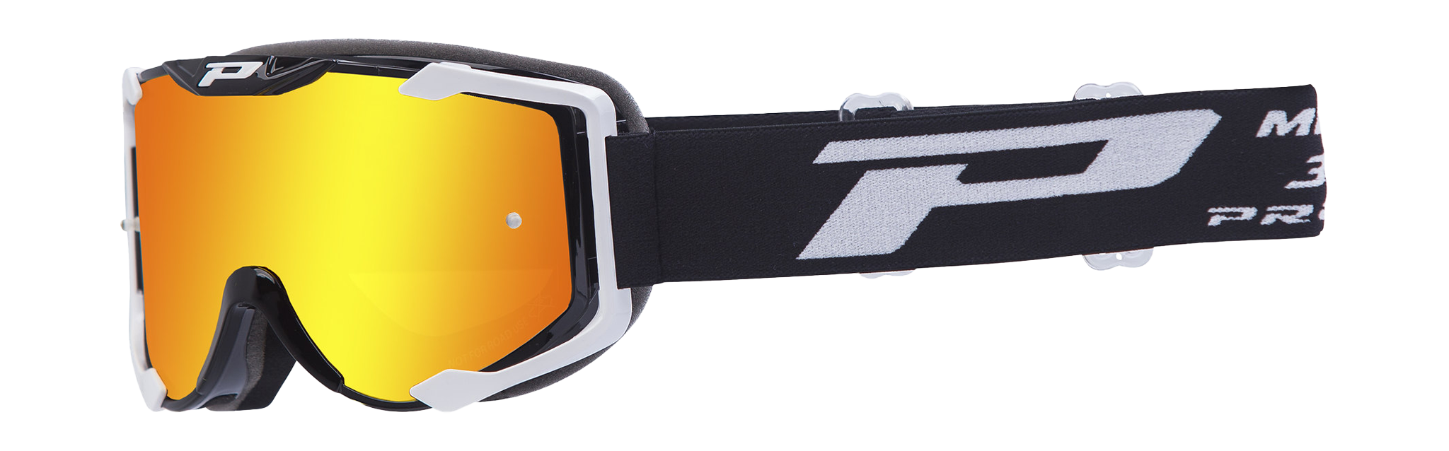 Progrip Crossbril 3400 FL Menace - Zwart / Wit - Multilayered / Spiegel Rood Lens