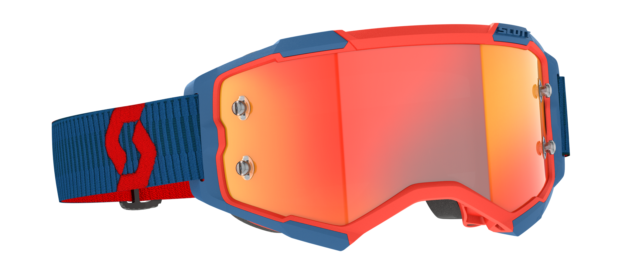 Scott Crossbril Fury - Donker Blauw / Neon Rood - Spiegel Oranje Lens