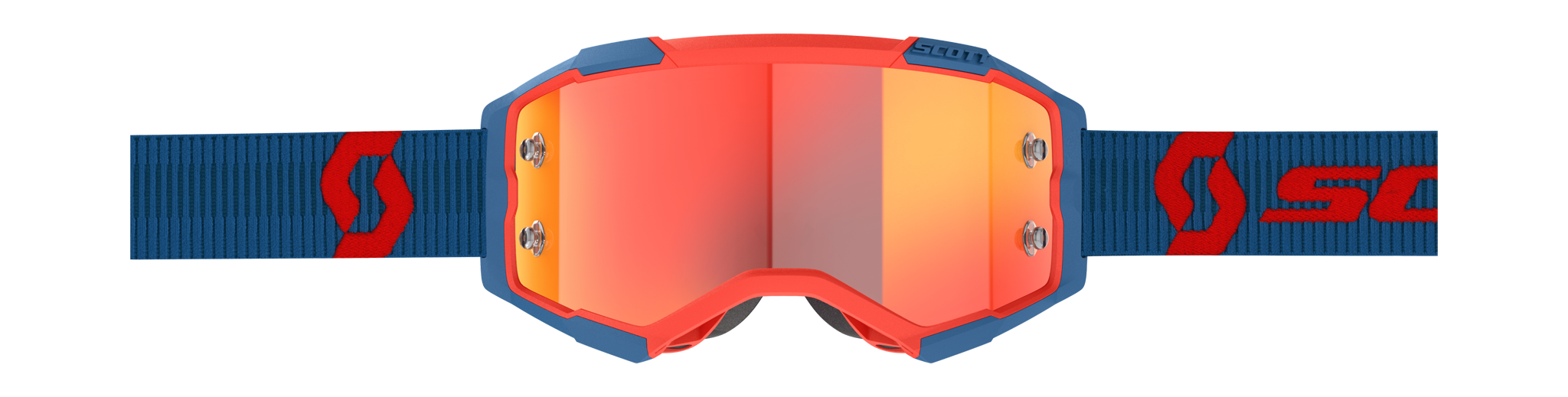 Scott Crossbril Fury - Donker Blauw / Neon Rood - Spiegel Oranje Lens