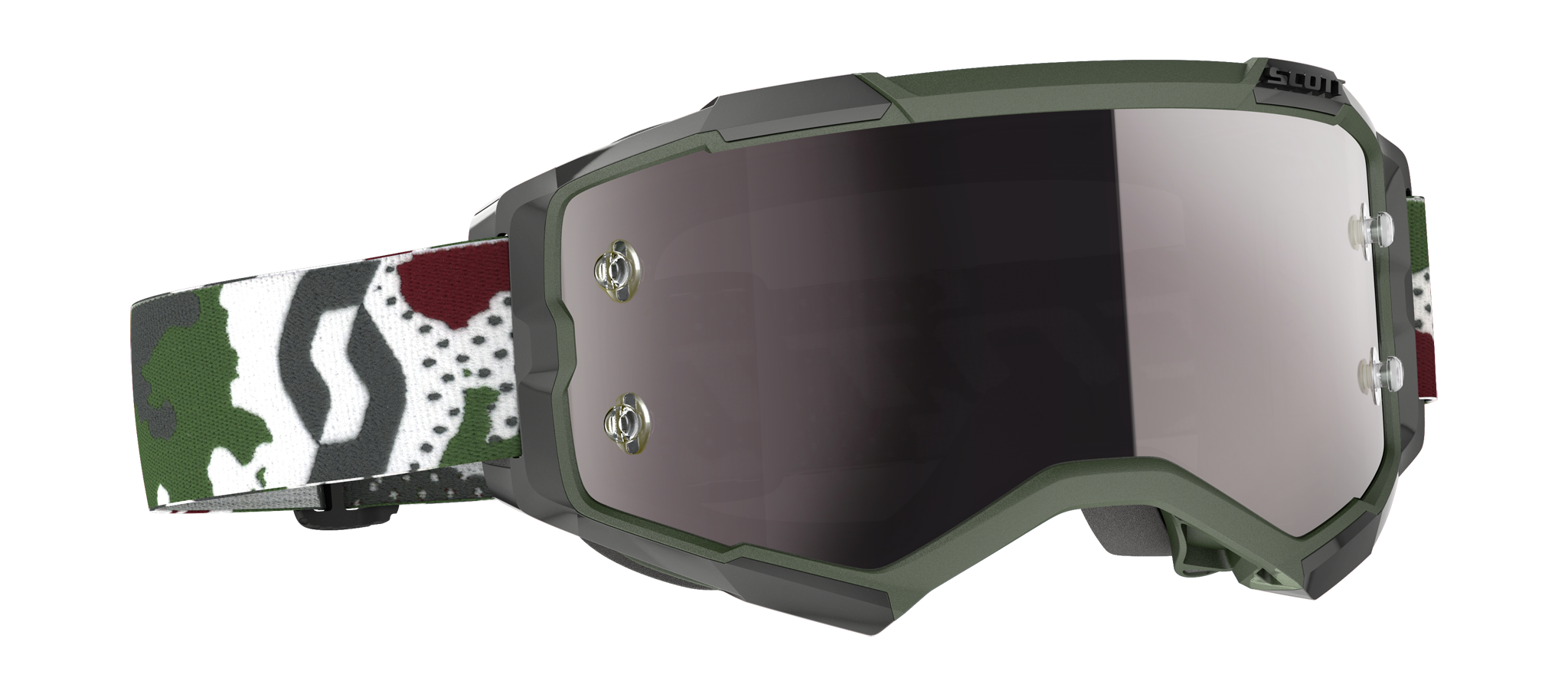 Scott Crossbril Fury - Donker Groen / Wit - Spiegel Zilver Lens