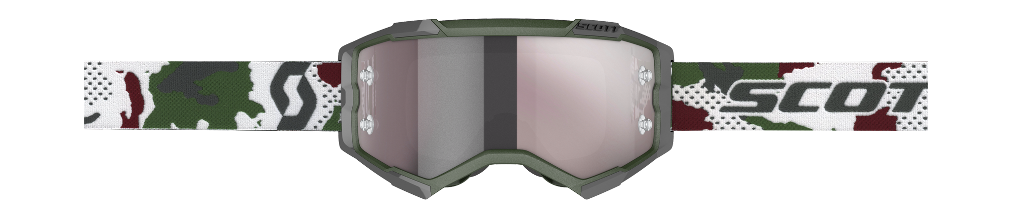 Scott Crossbril Fury - Donker Groen / Wit - Spiegel Zilver Lens