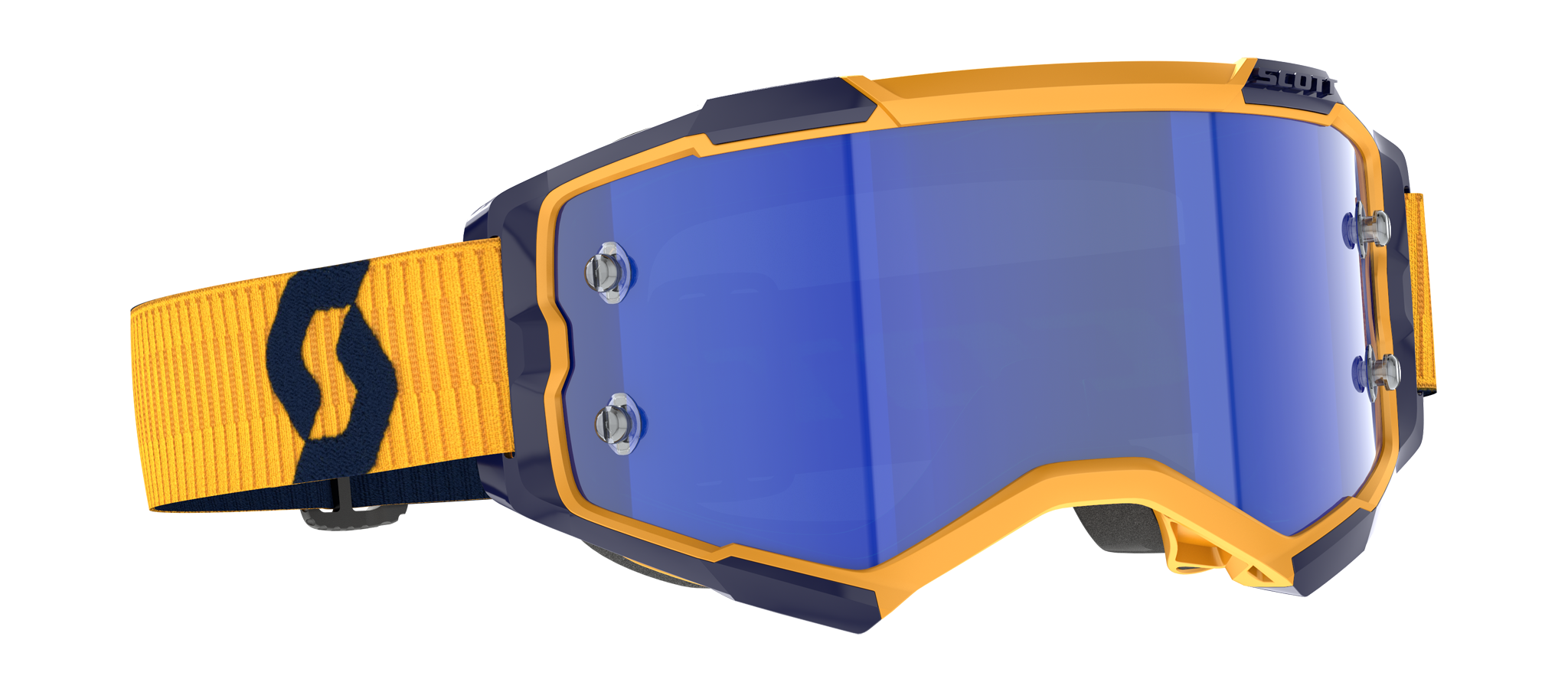 Scott Crossbril Fury - Geel / Blauw - Spiegel Electric Blauw Lens