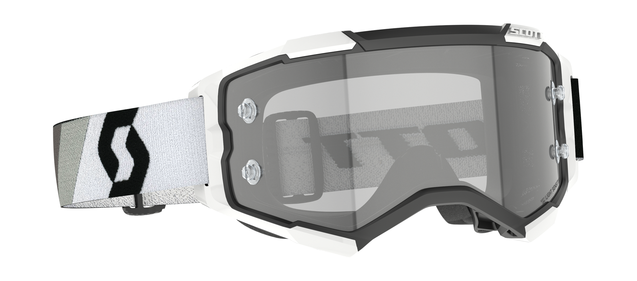 Scott Crossbril Fury Premium - Zwart / Wit - Light Sensitive Grijs Lens