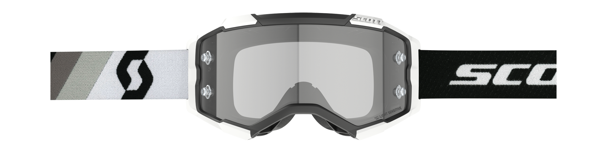 Scott Crossbril Fury Premium - Zwart / Wit - Light Sensitive Grijs Lens