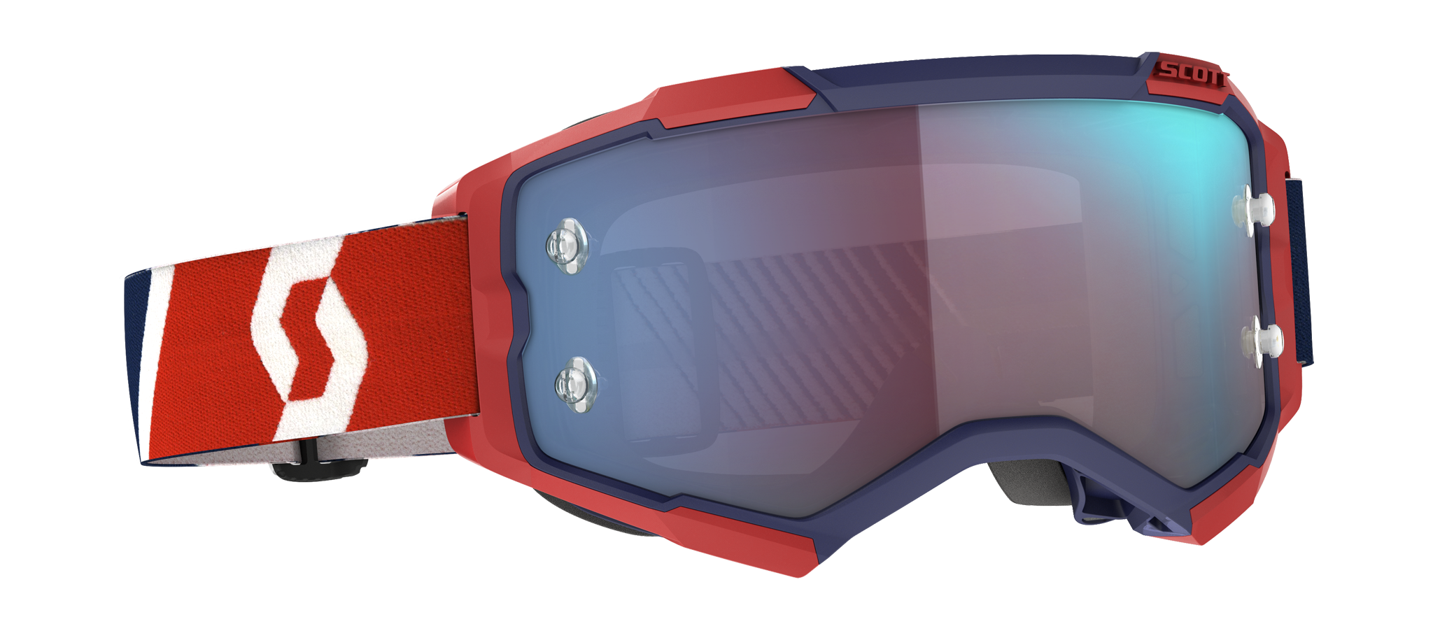 Scott Crossbril Fury - Rood / Blauw - Spiegel Electric Blauw Lens