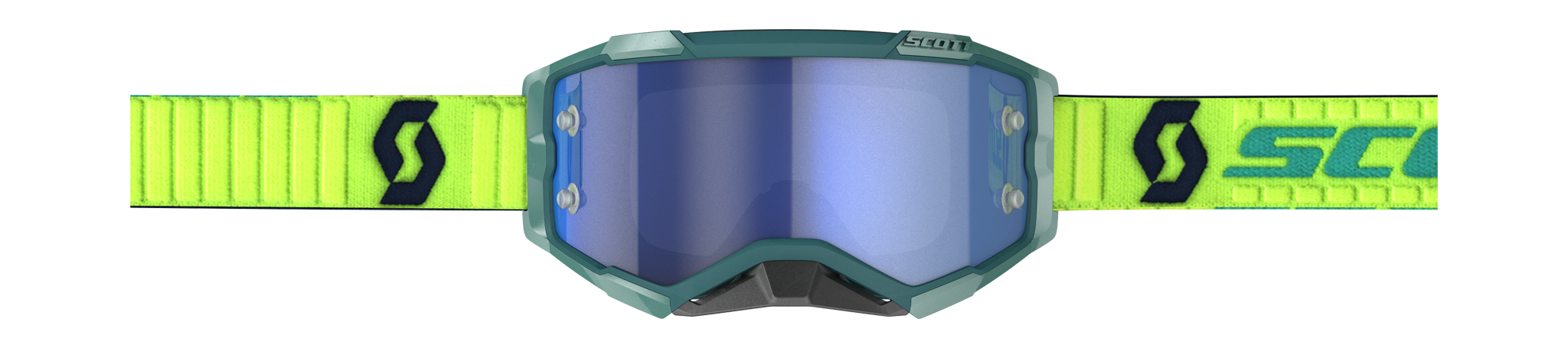 Scott Crossbril Fury - Teal Blauw / Neon Geel - Spiegel Electric Blauw Lens