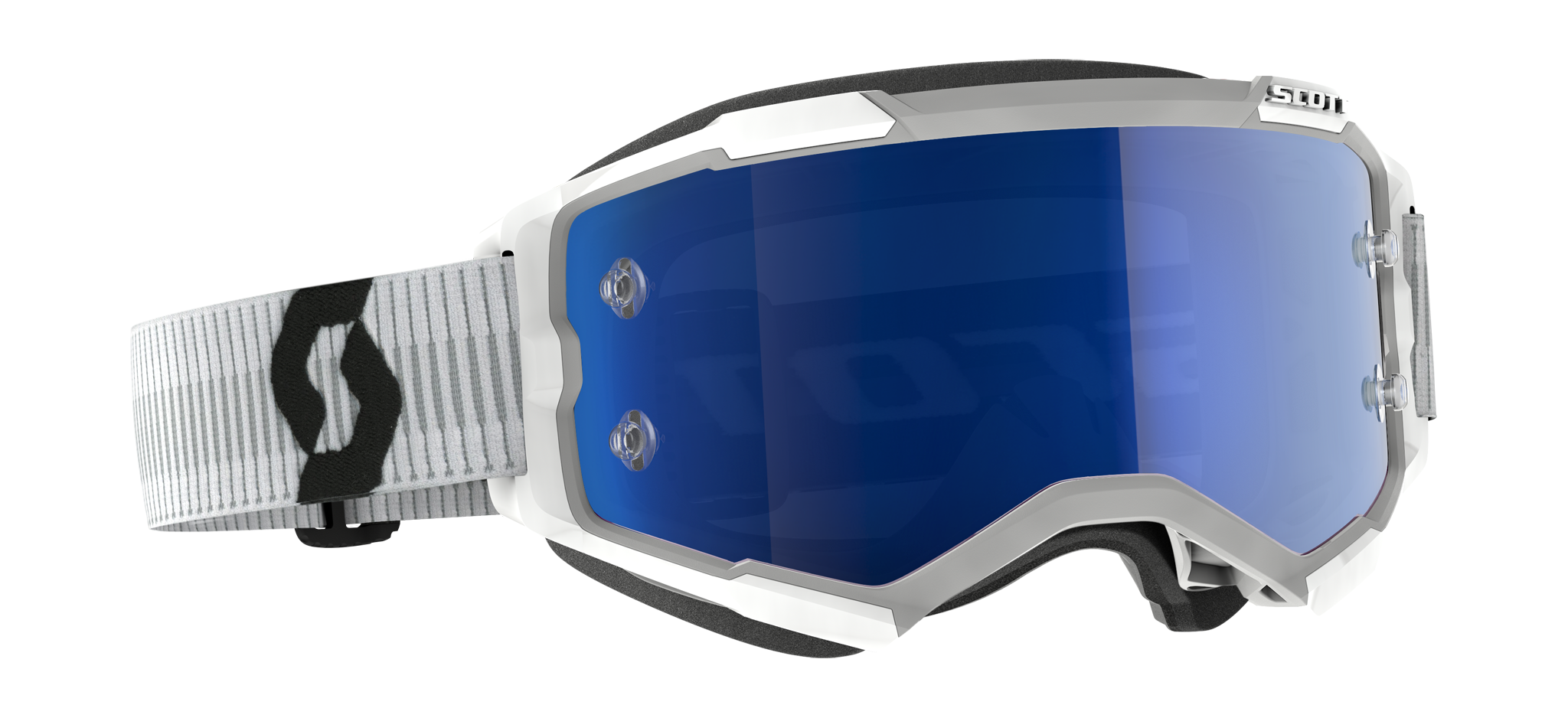 Scott Crossbril Fury - Wit / Blauw - Spiegel Electric Blauw Lens