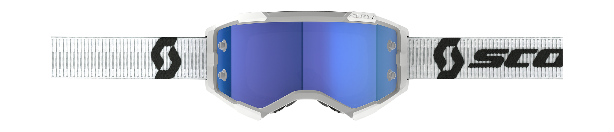 Scott Crossbril Fury - Wit / Blauw - Spiegel Electric Blauw Lens