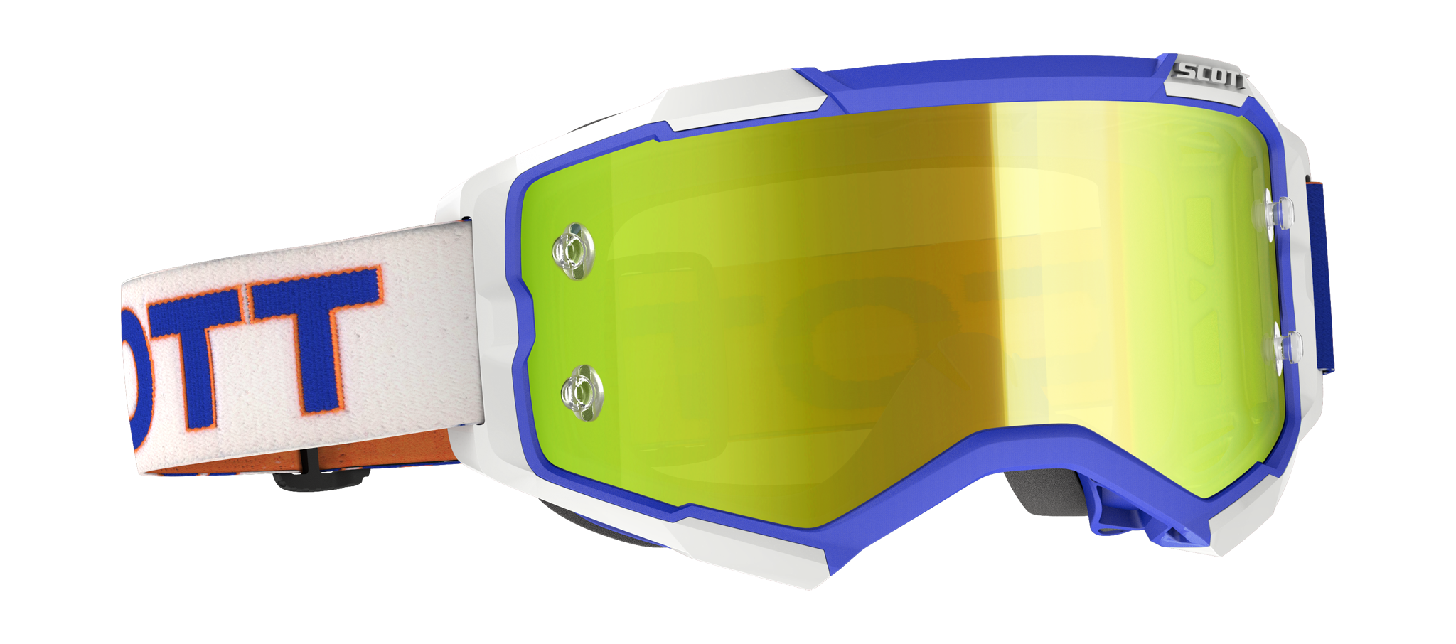 Scott Crossbril Fury - Wit / Blauw - Spiegel Geel Lens