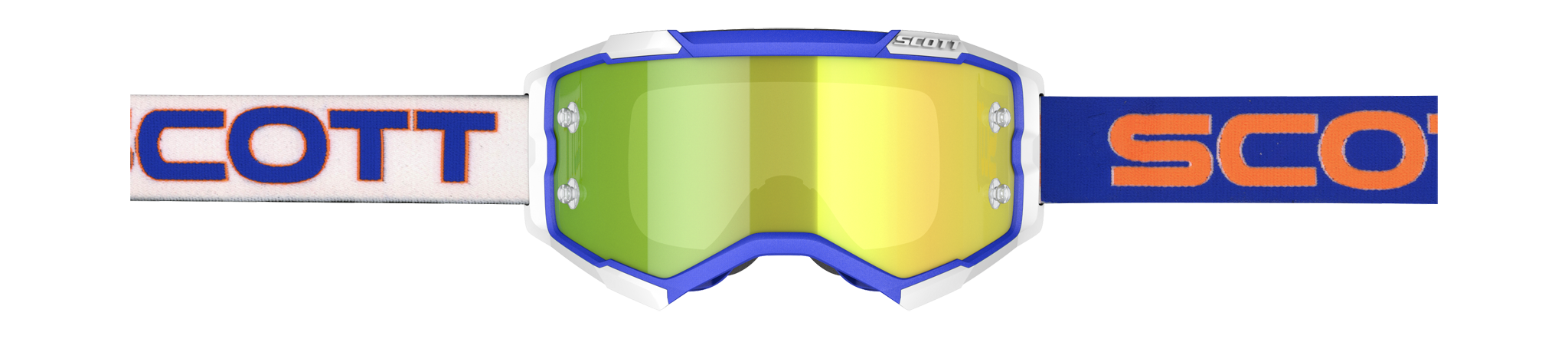 Scott Crossbril Fury - Wit / Blauw - Spiegel Geel Lens