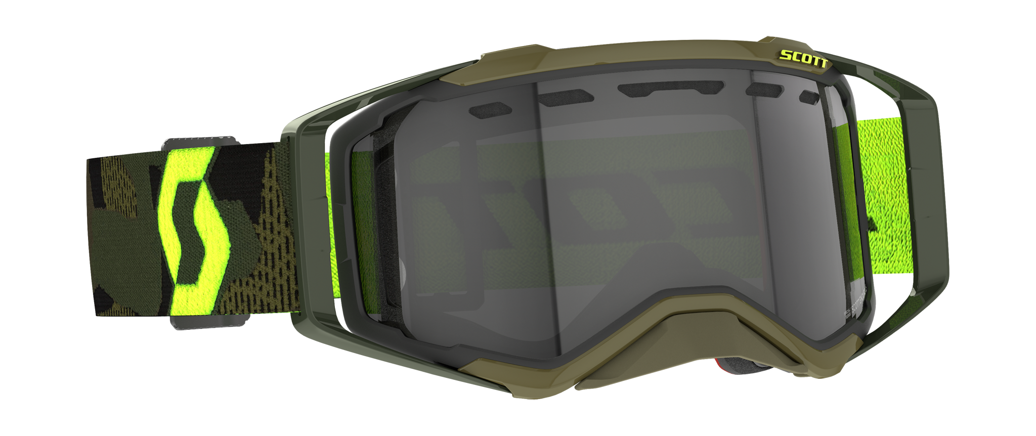 Scott Crossbril Prospect Enduro Kaki - Groen / Neon Geel - Light Sensitive Grijs Lens