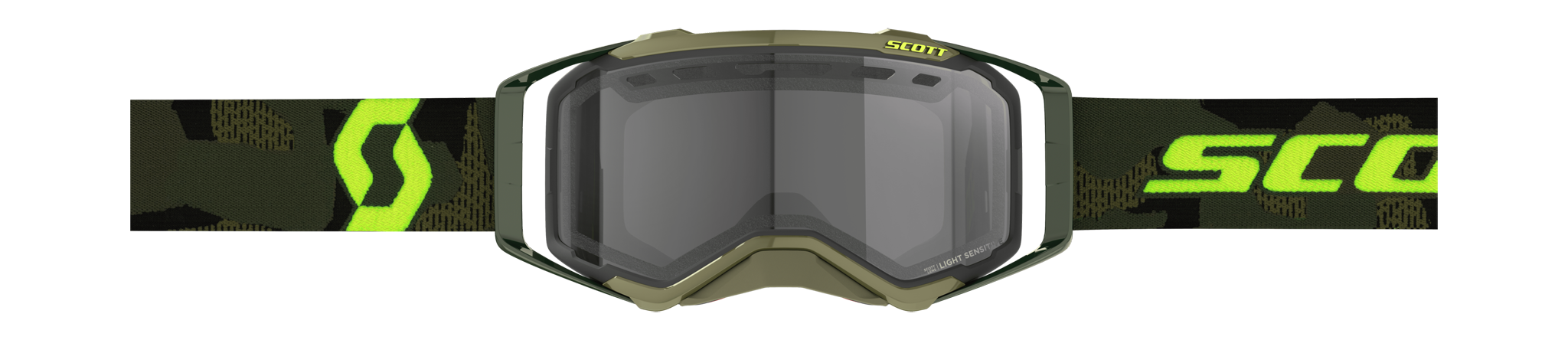 Scott Crossbril Prospect Enduro Kaki - Groen / Neon Geel - Light Sensitive Grijs Lens