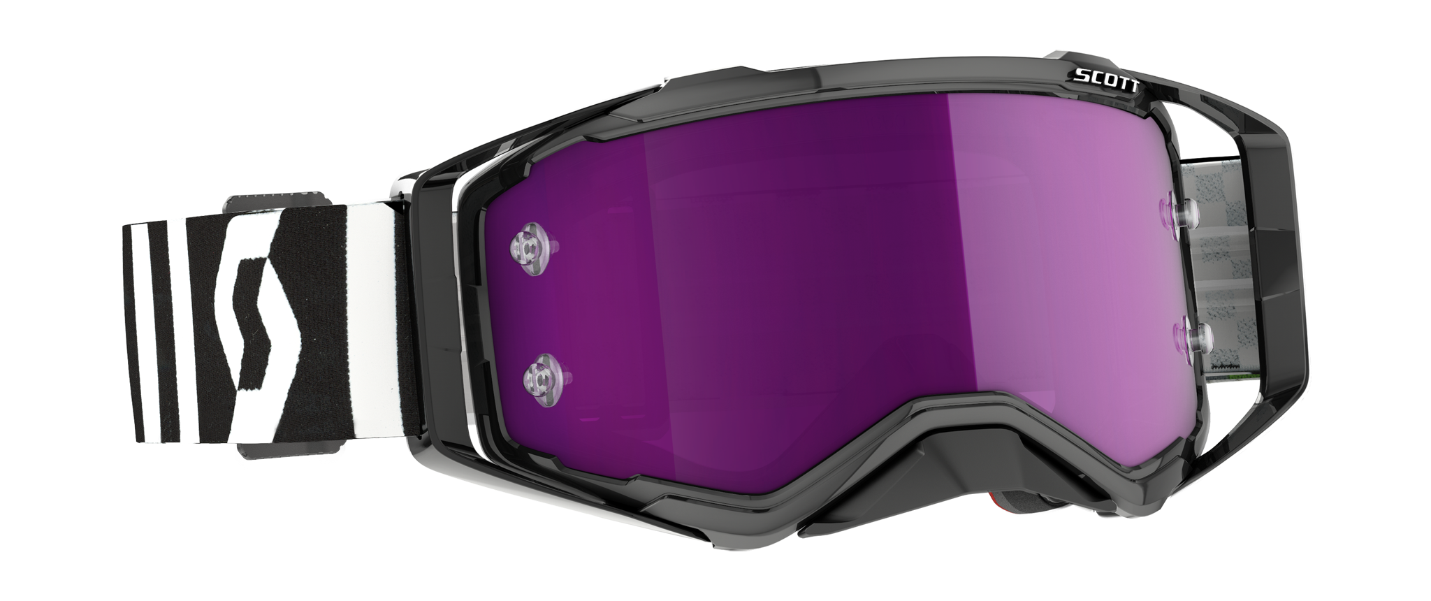 Scott Crossbril Prospect Racing - Zwart / Wit - Spiegel Paars Lens