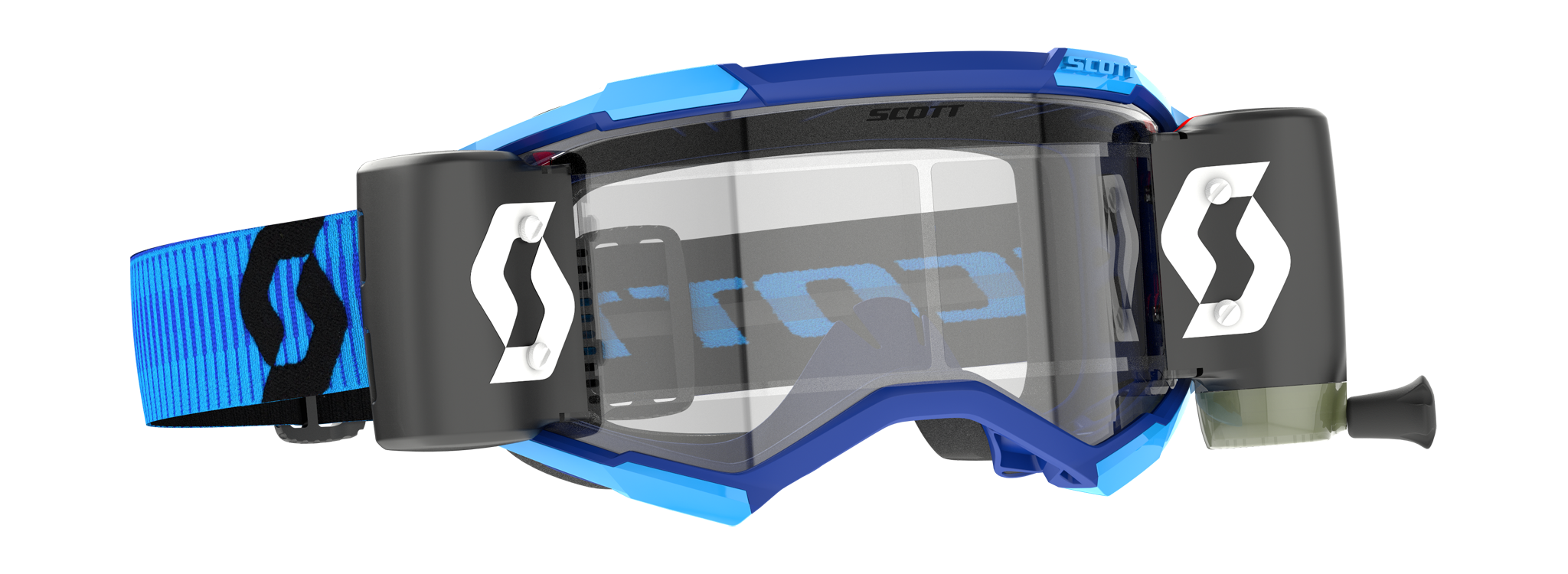 Scott Crossbril Roll-Off Fury WFS - Blauw / Zwart - Clear Lens